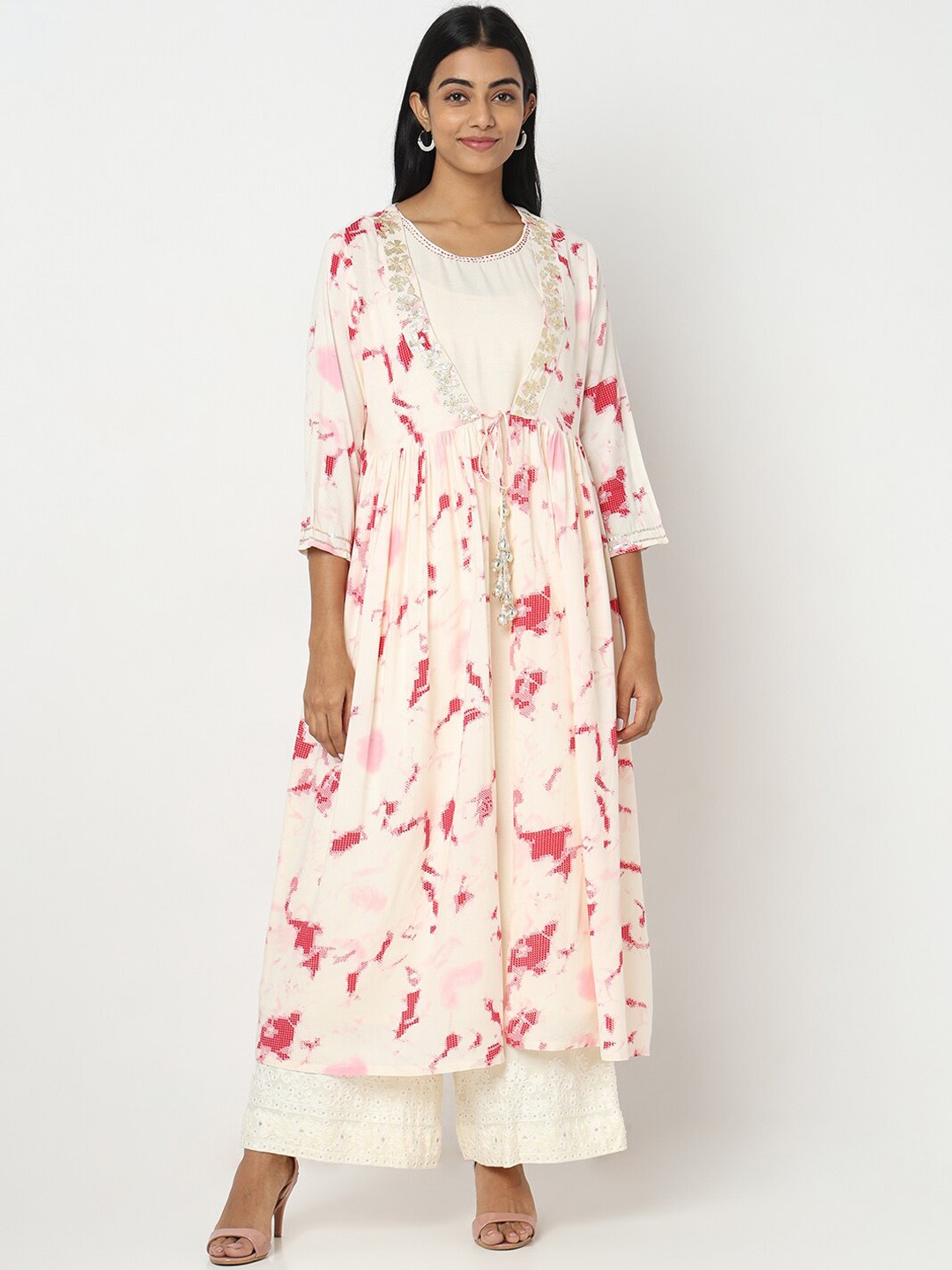 

Ethnicity Abstract Printed Beads and Stones A-Line Kurta, Pink