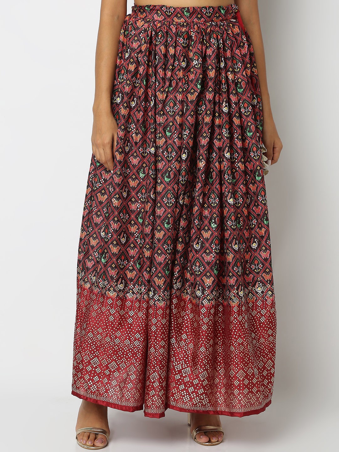 

Ethnicity Ethnic Printed Mid Rise Flared Maxi Skirt, Magenta