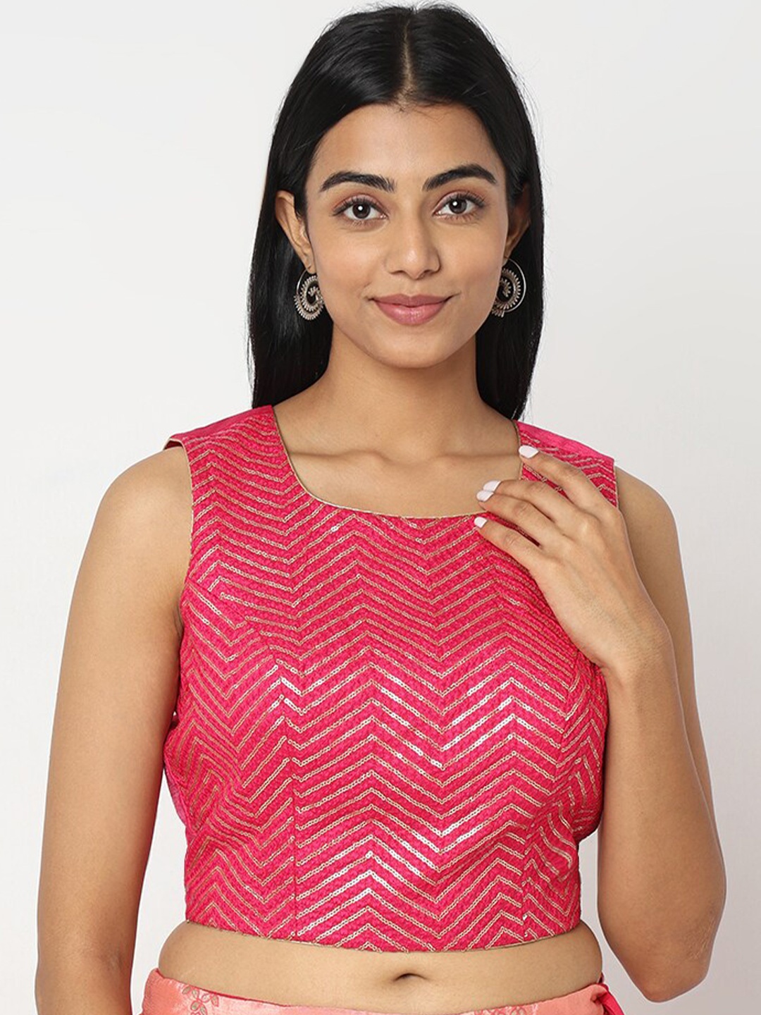 

Ethnicity Embellished Sequinned Crop Top, Pink
