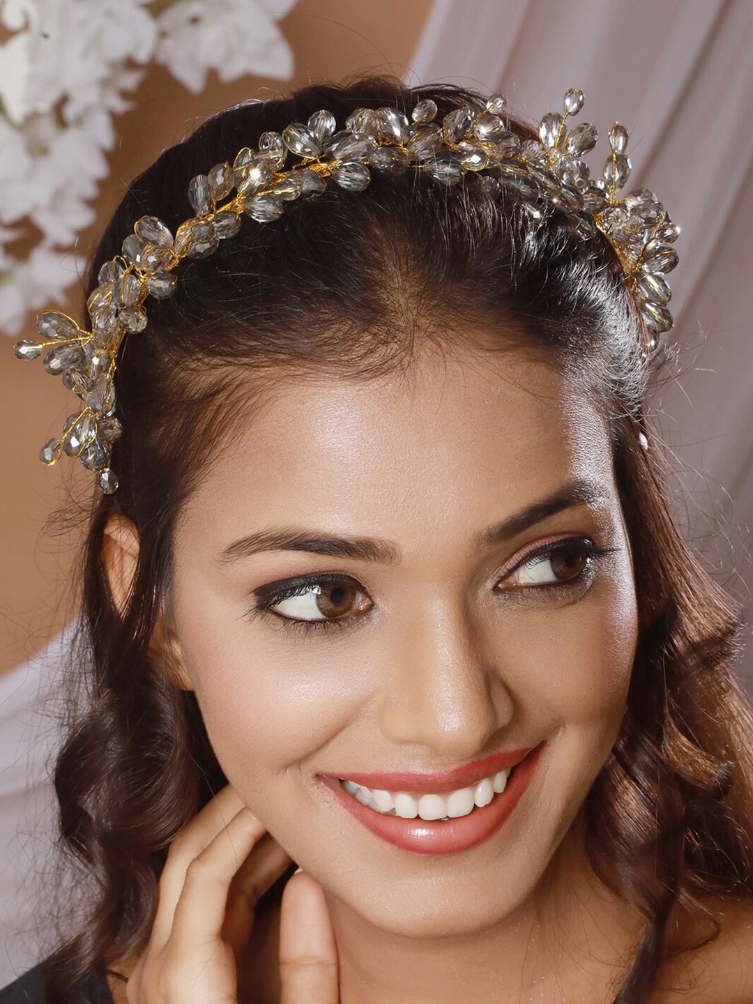 

DressBerry Grey & Gold-Toned Pearl Studded Embellished Hairband