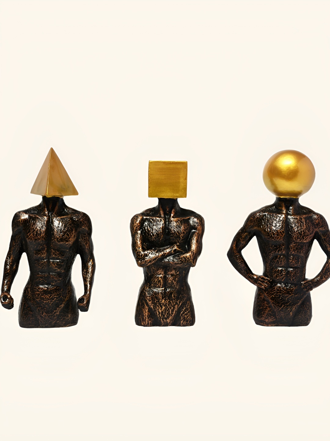 

Vikarafty Gold Toned & Black 3 Pieces Medium Men sculpture Figurine Showpieces