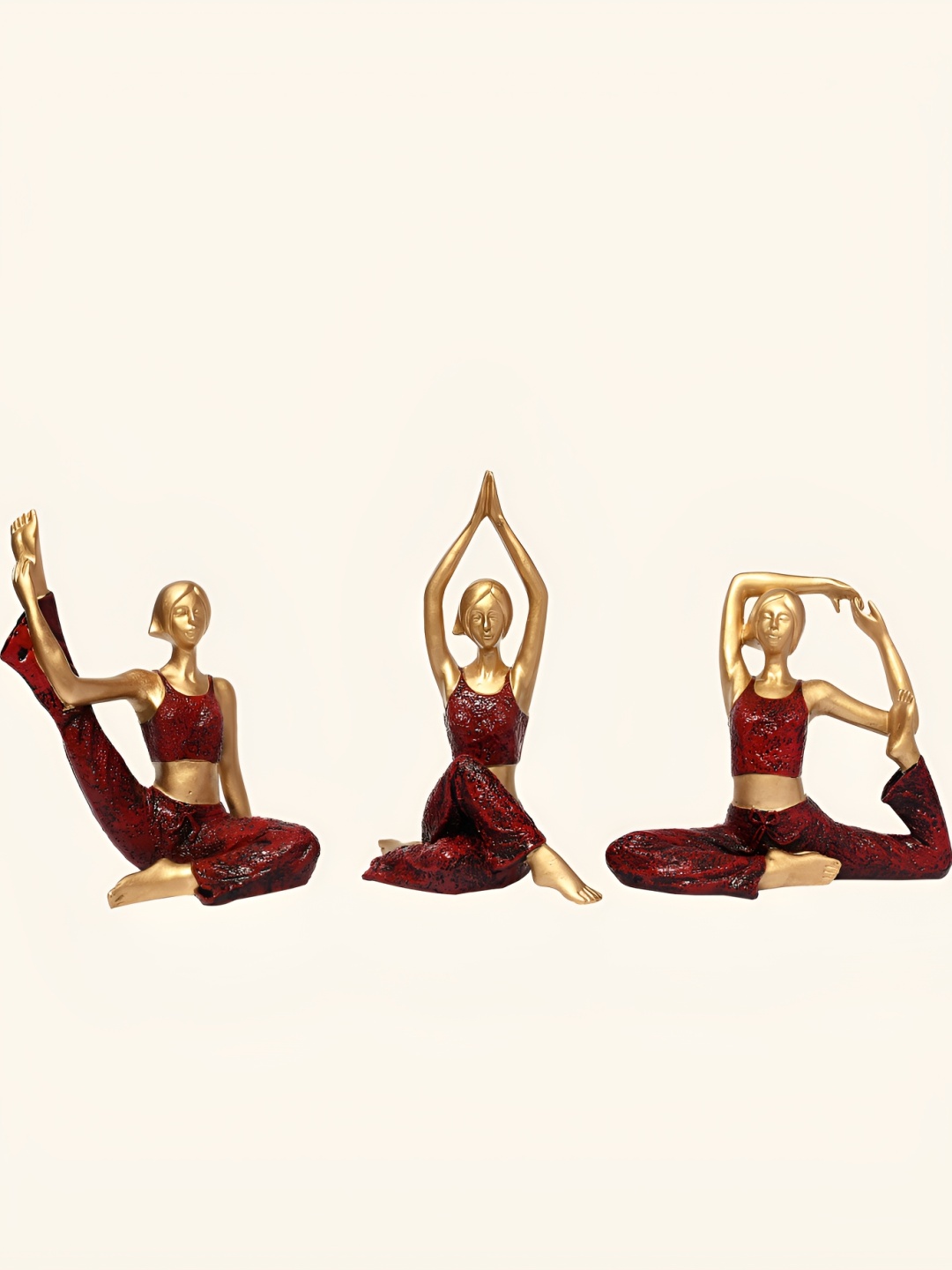 

Vikarafty Red & Gold Toned 3 Pieces Medium Lady Yoga Poses Figurine Showpieces