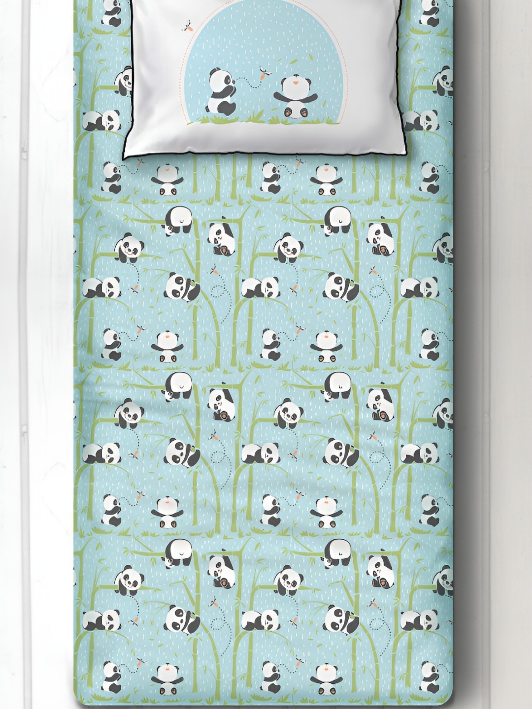 

Silverlinen Panda Printed Cotton Single Bedsheet with 1 Pillow Cover, White