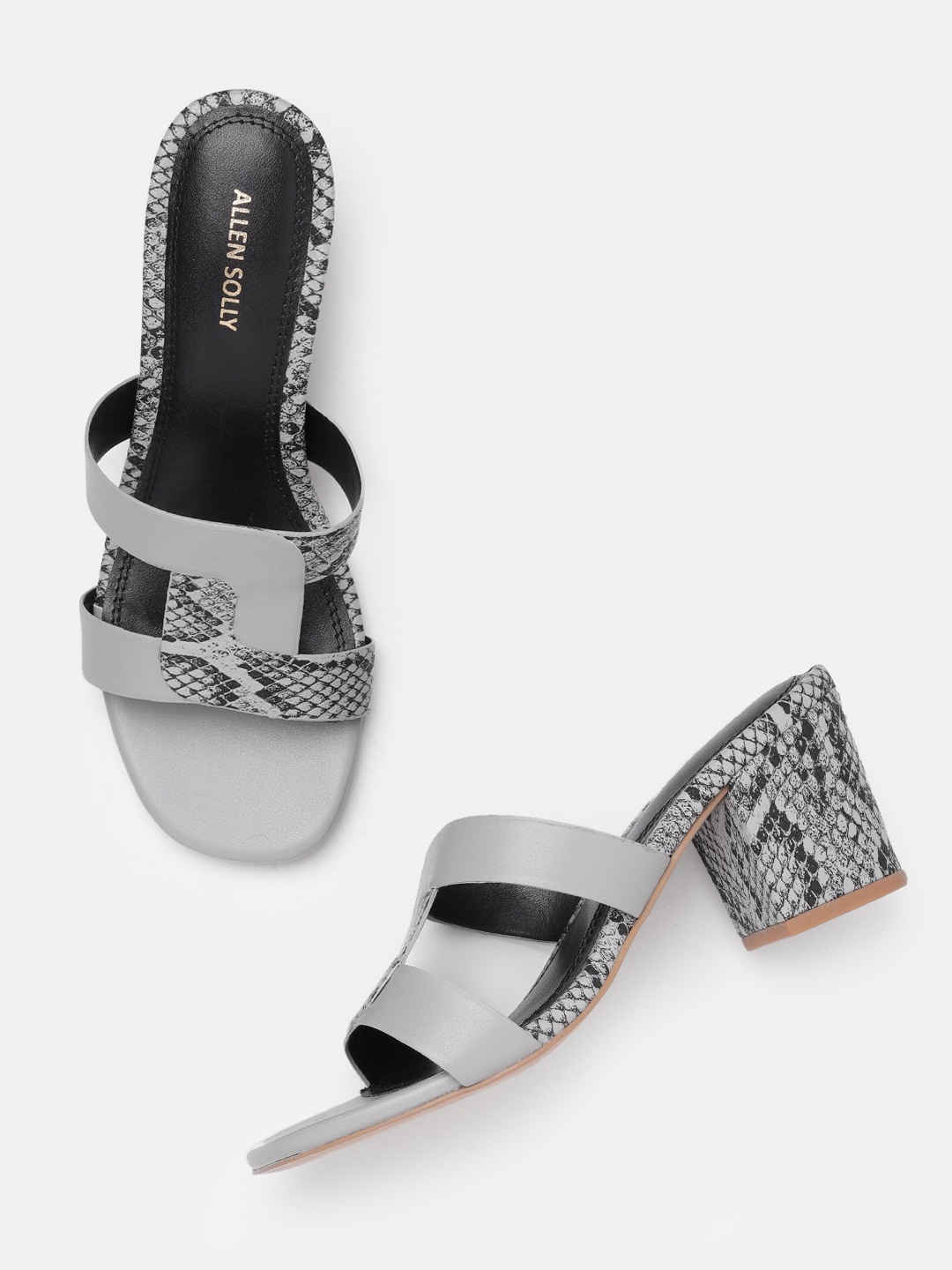 

Allen Solly Snake Skin Textured Block Heels, Grey