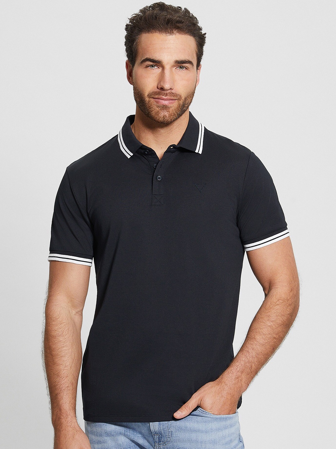 

GUESS Classic Polo Collar Cotton T-shirt, Navy blue