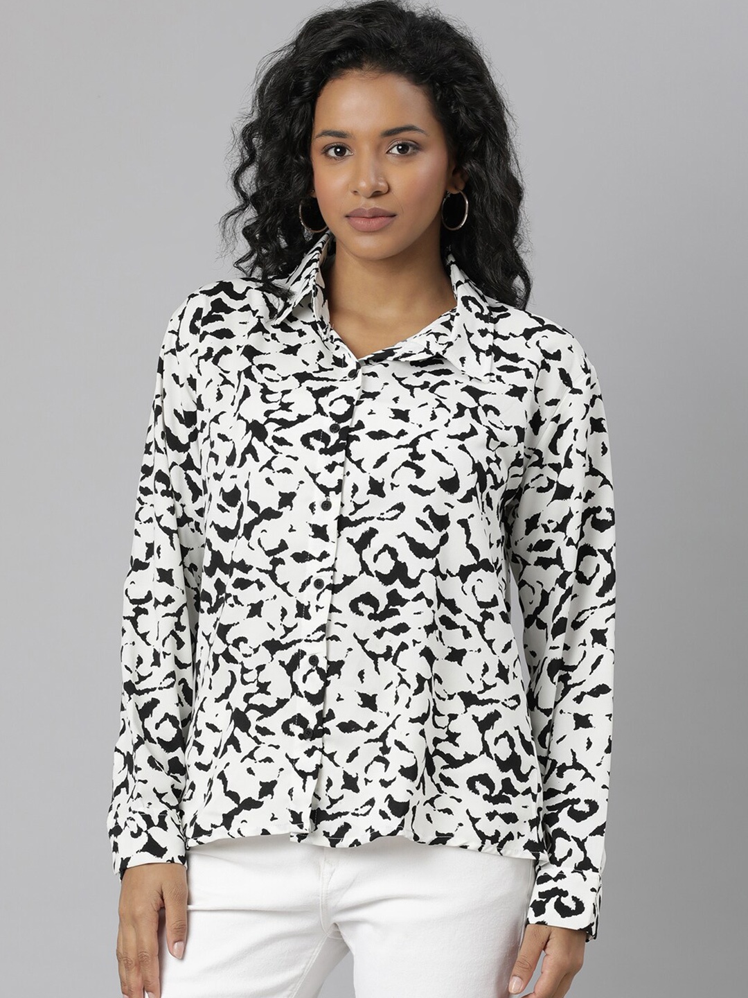 

SHOWOFF Standard Abstract Printed Casual Shirt, White