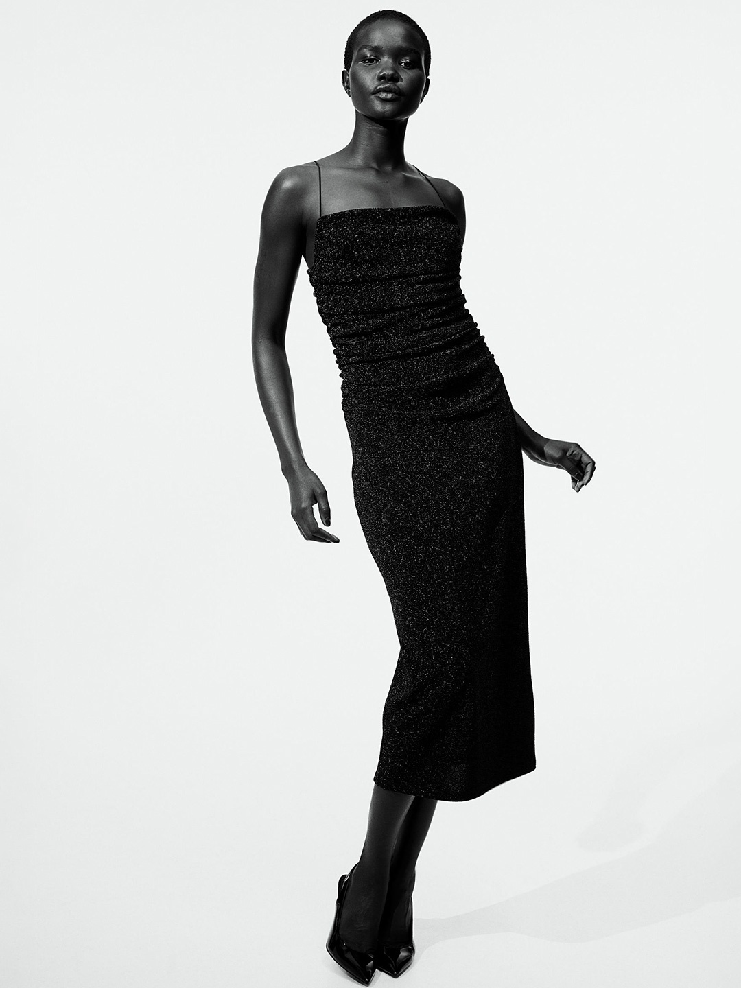

H&M Glittery Jersey Dress, Black