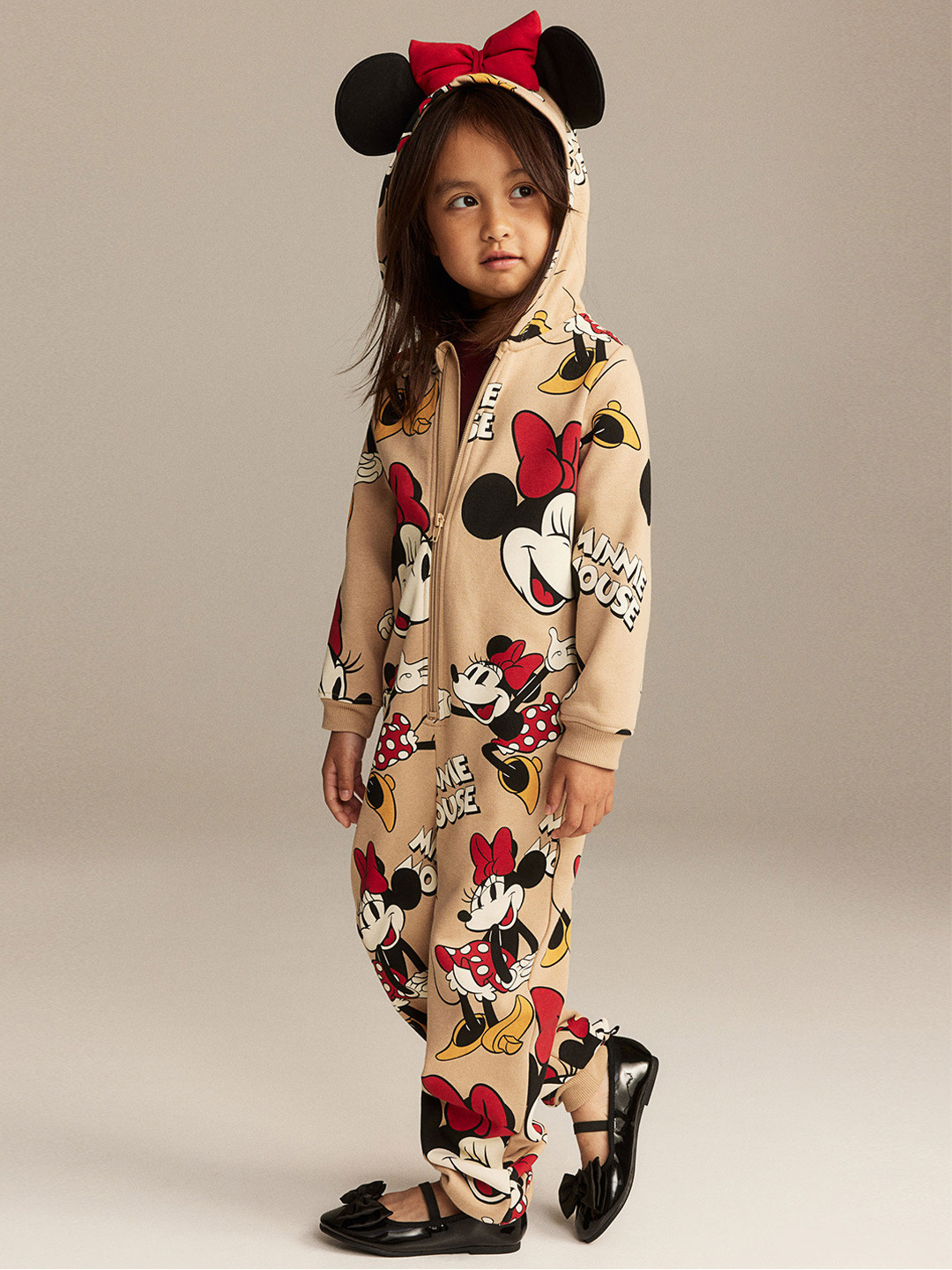 

H&M Girls Printed Sweatshirt All-In-One Suit, Beige