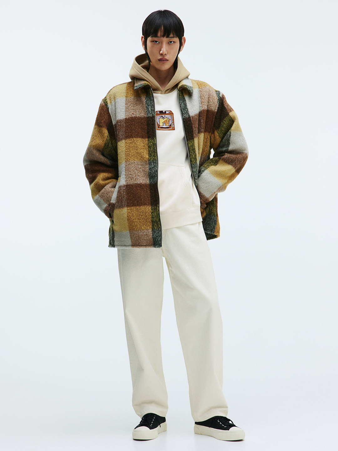 

H&M Relaxed Fit Printed Hoodie, White