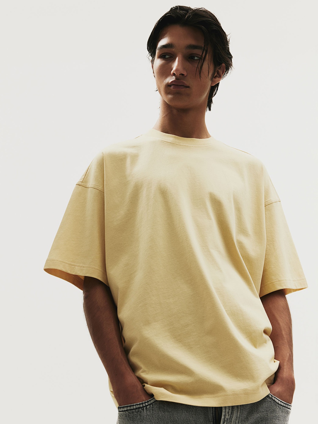 

H&M Pure Cotton Oversized Fit T-Shirt, Yellow