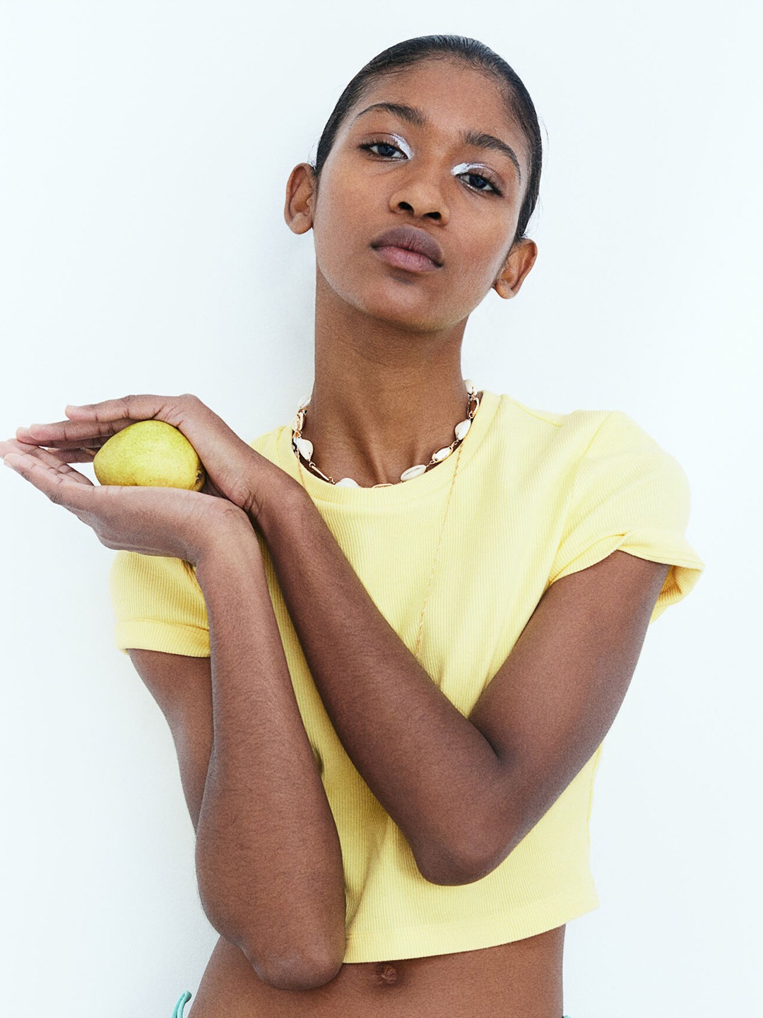 

H&M Ribbed Jersey Top, Yellow