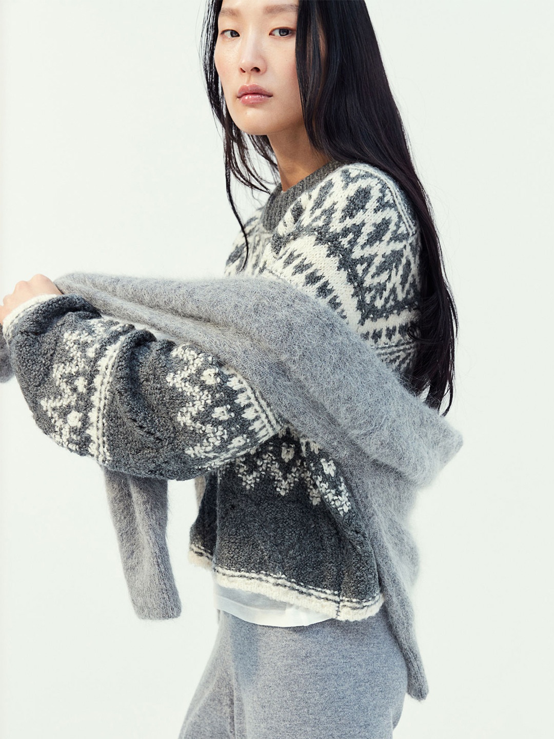 

H&M Jacquard-Knit Jumper, Grey