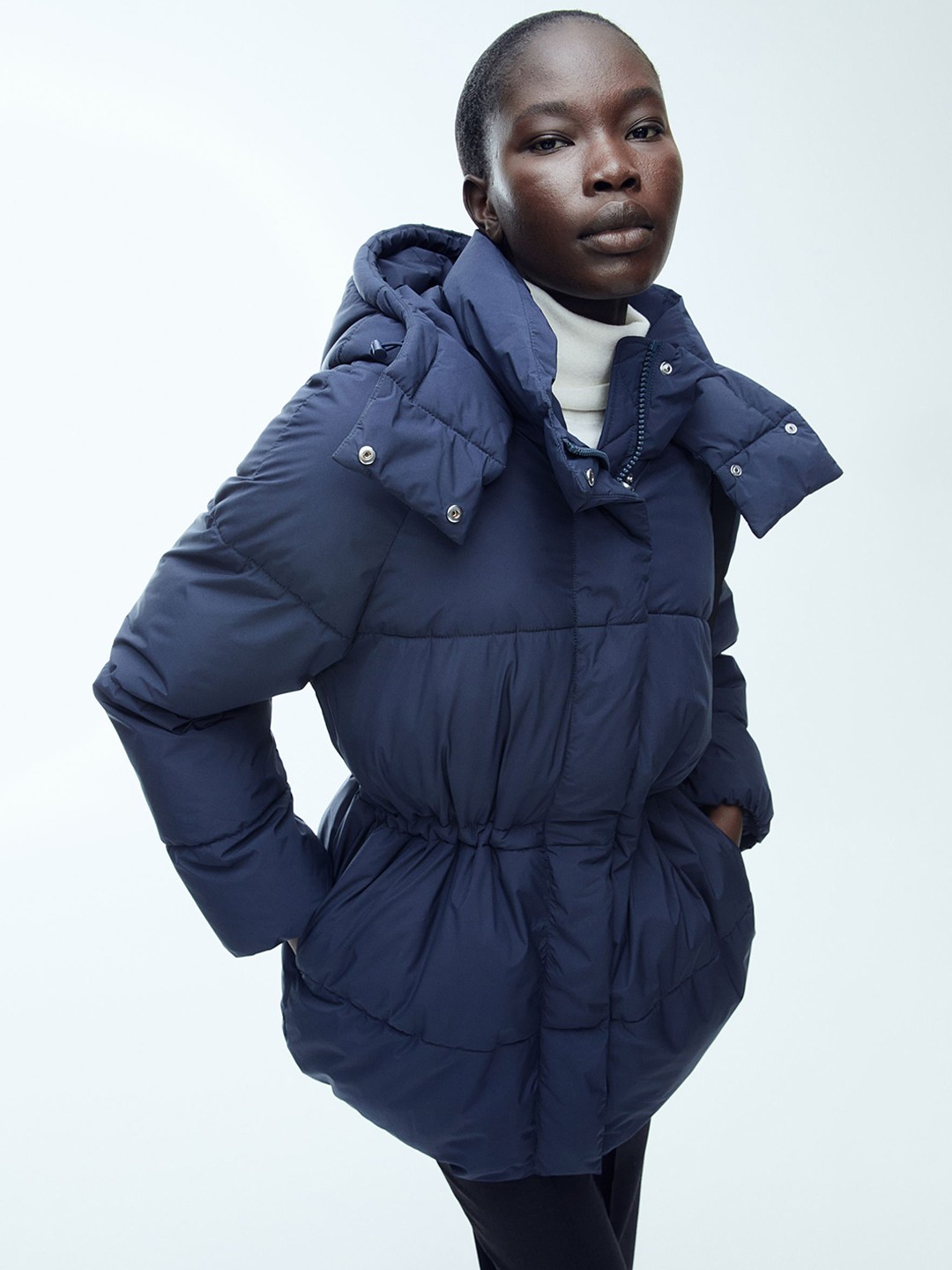 

H&M Hooded Puffer Jacket, Blue