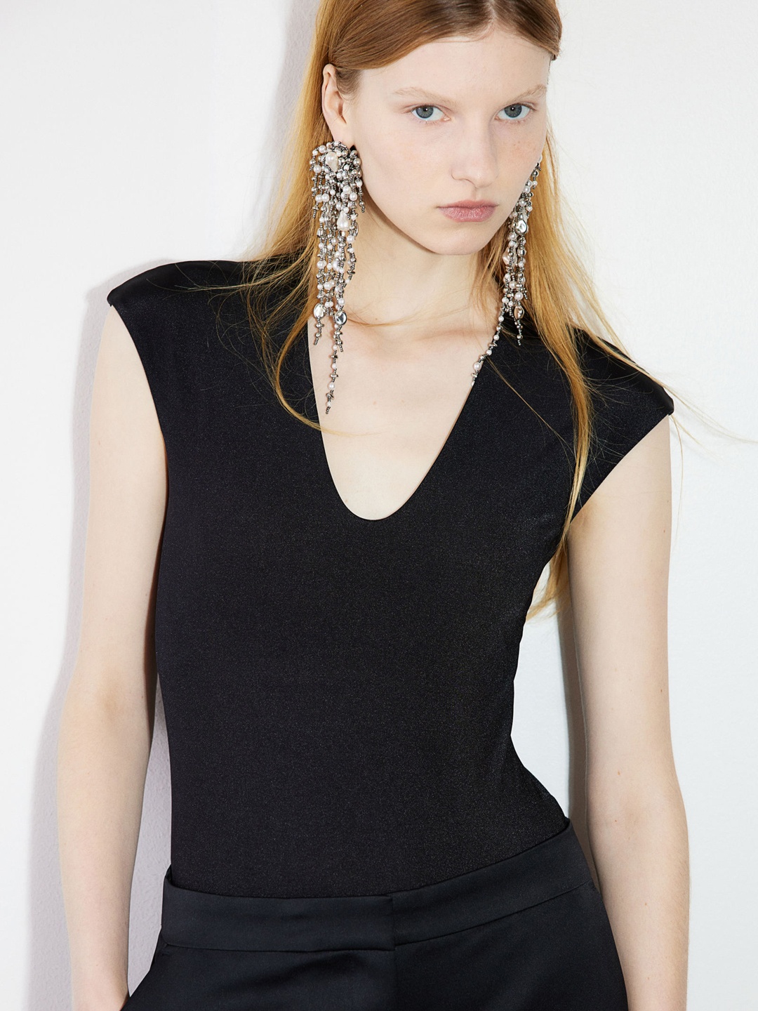 

H&M Cap-Sleeved Jersey Body, Black