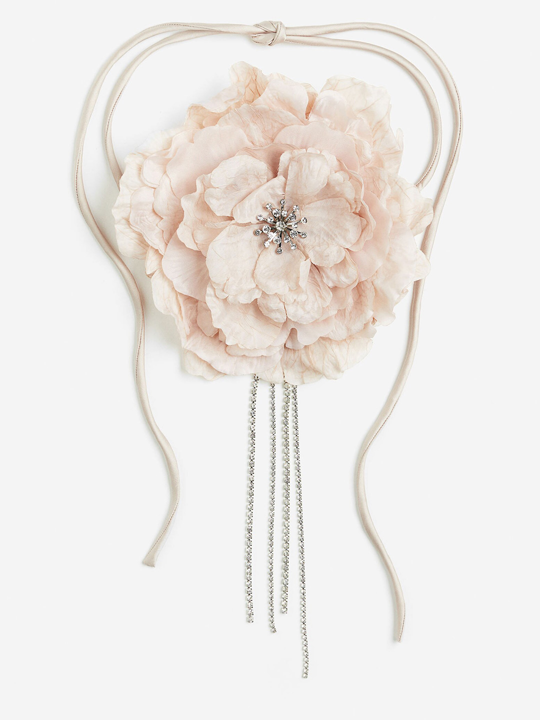 

H&M Floral Scarf Necklace Brooch, Beige