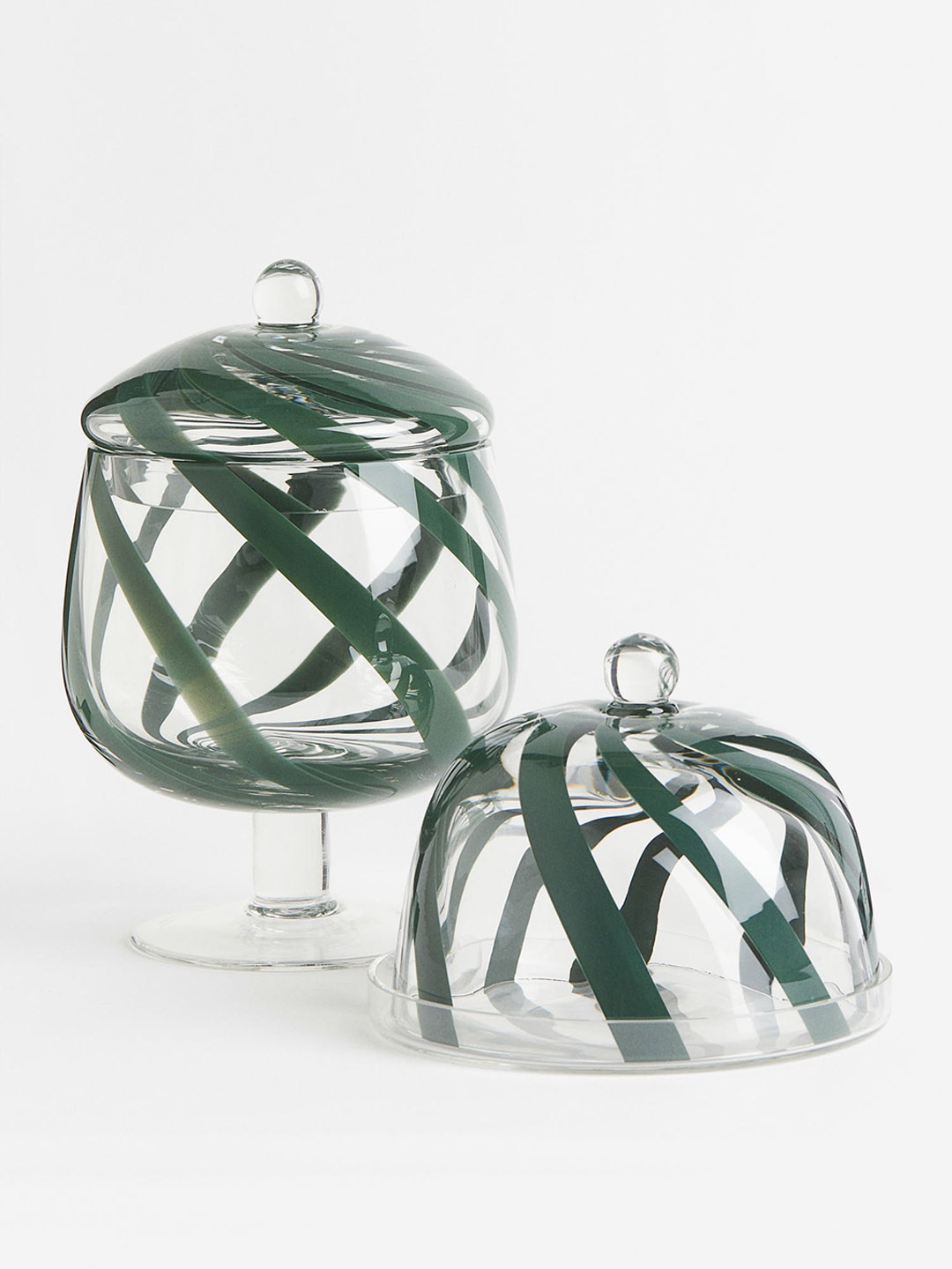 

H&M Green Glass Dome With A Tray, Transparent