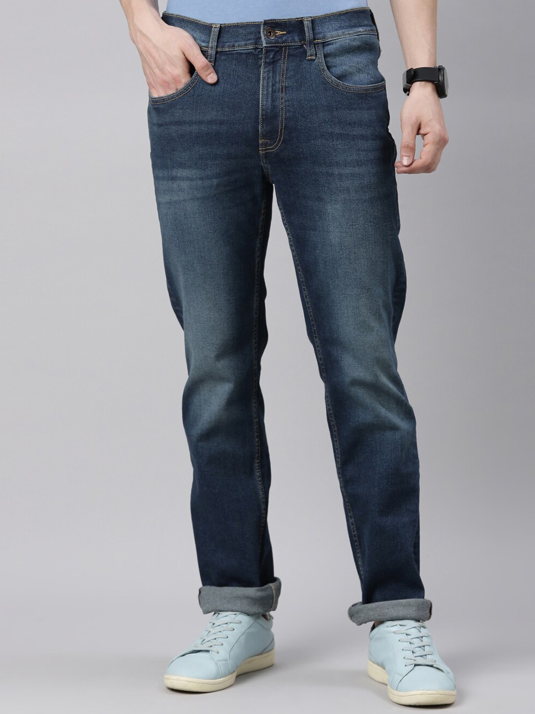 

American Bull Men Classic Clean Look Light Fade Stretchable Jeans, Blue