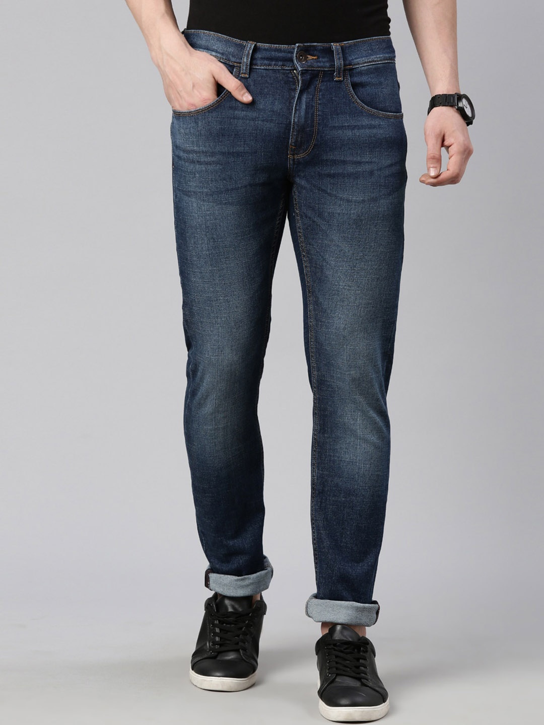 

American Bull Men Classic Skinny Fit Light Fade Stretchable Jeans, Blue