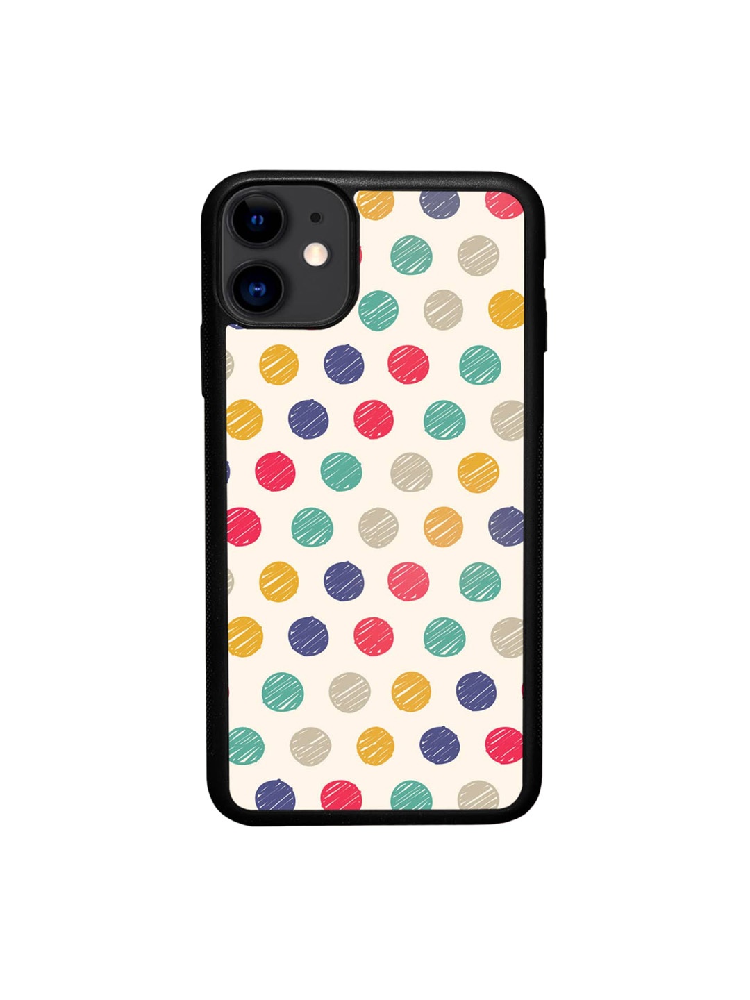 

macmerise Polka Dot Scribbles iPhone 11 Bumper Back Case, White