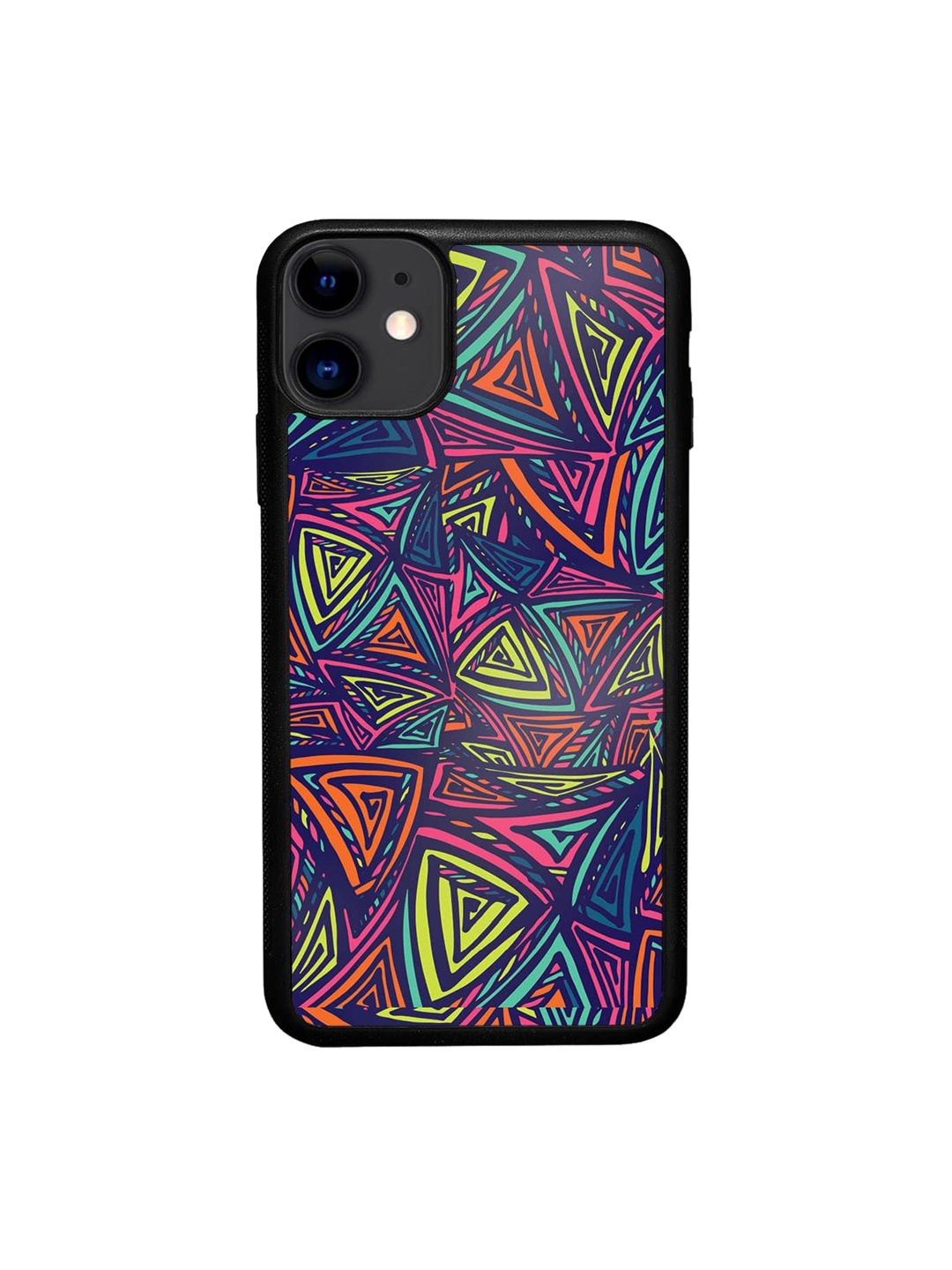 

macmerise Neon Angles Printed iPhone 11 Phone Bumper Case Cover, Black