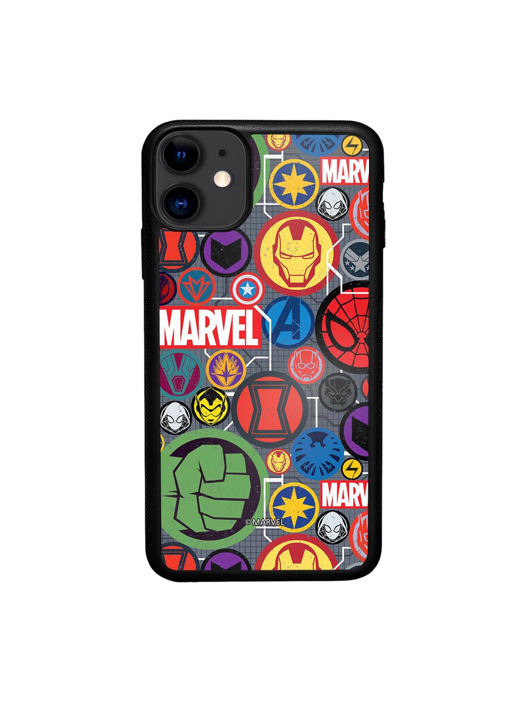 

macmerise Marvel Iconic Mashup Printed iPhone 11 Phone Bumper Case, Grey