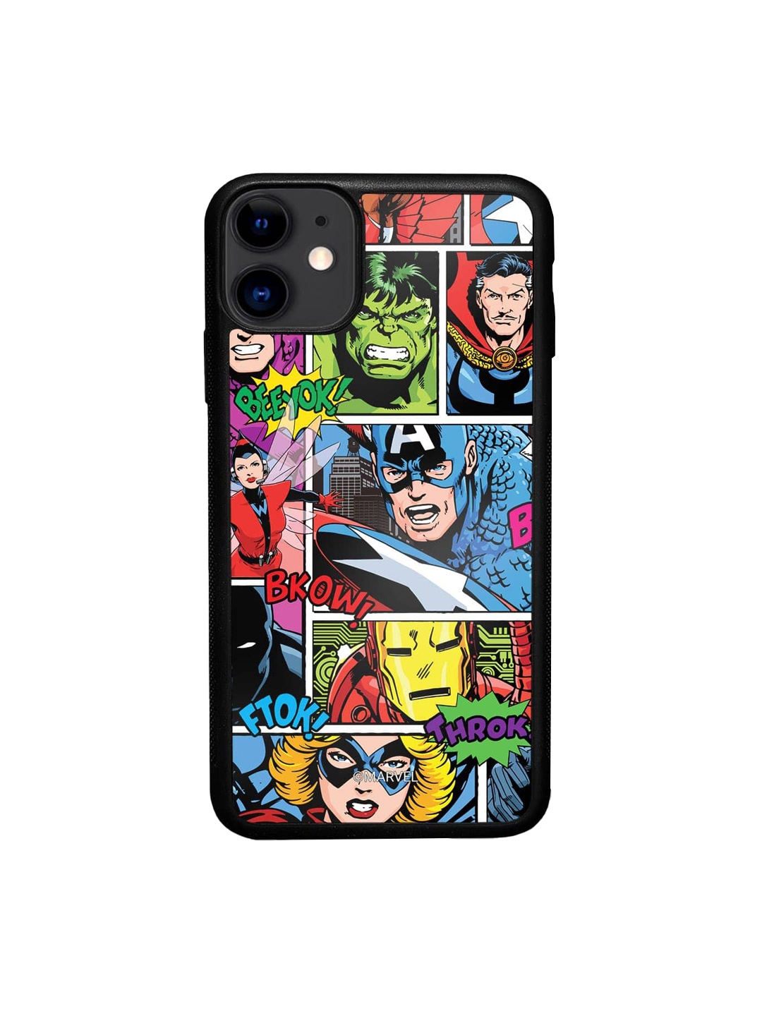 

macmerise Comic Superheroes Printed iPhone 11 Bumper Case Cover, Red