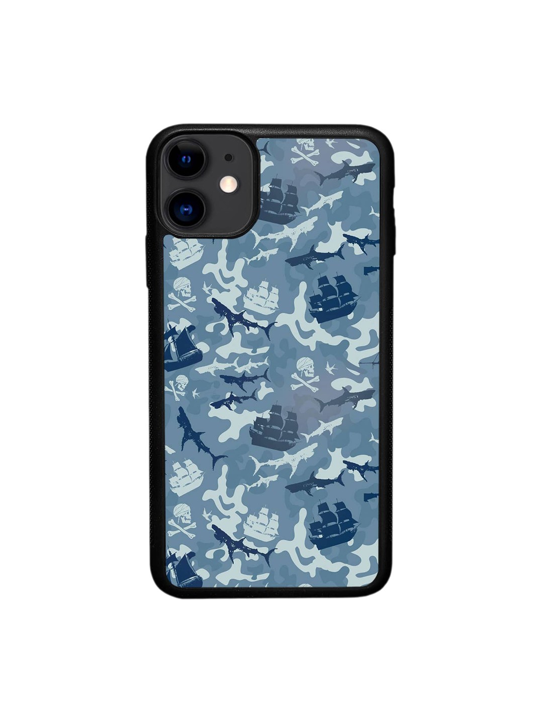 

macmerise Pirates Pattern iPhone 11 Bumper Case Cover, Blue