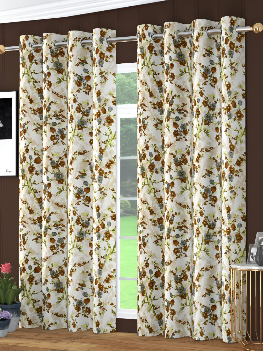 

Galaxy Home Decor Off White & Red 2 pieces Regular Door Curtain
