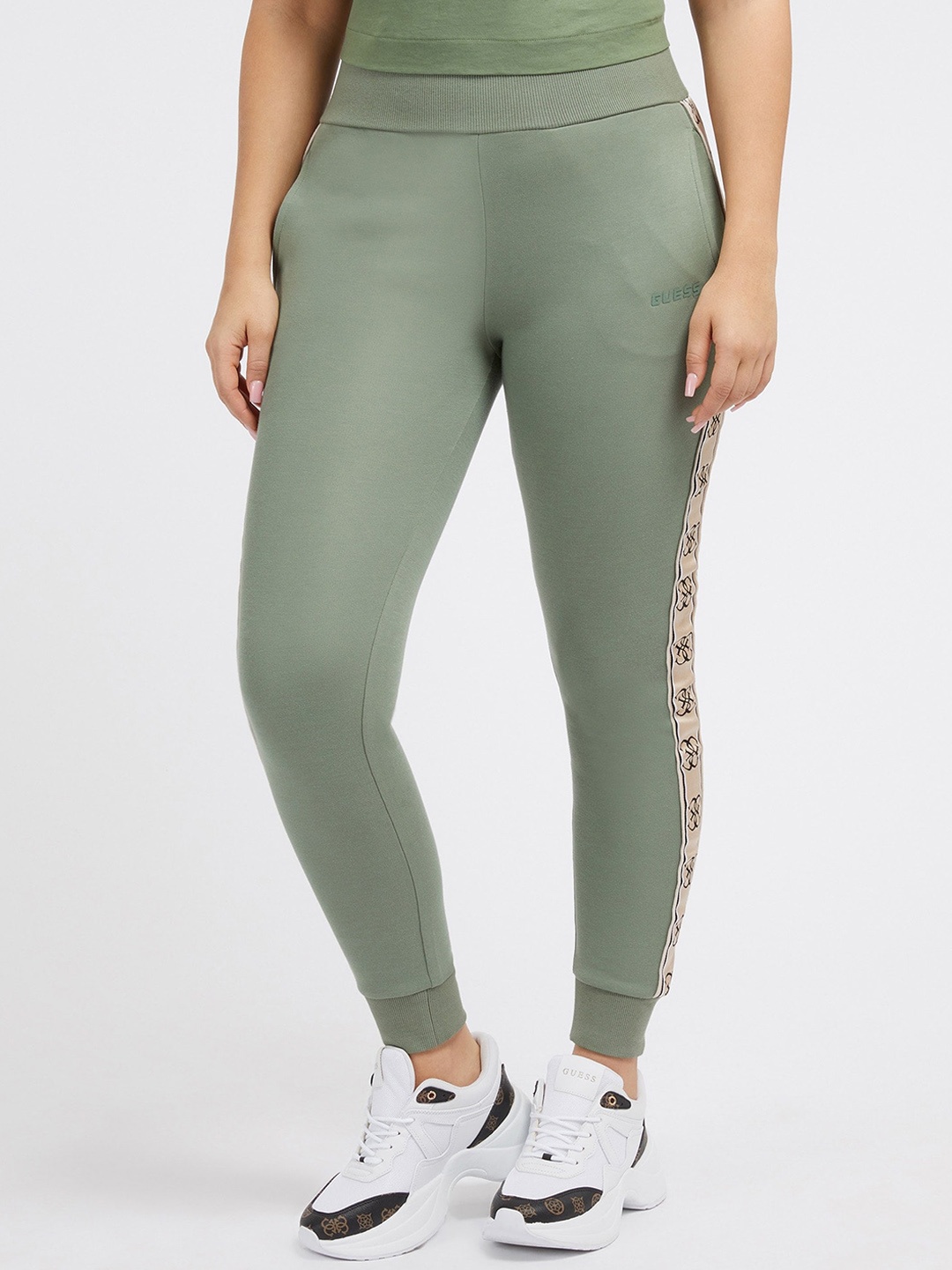 

GUESS Women Slip-On Mid-Rise Joggers, Green