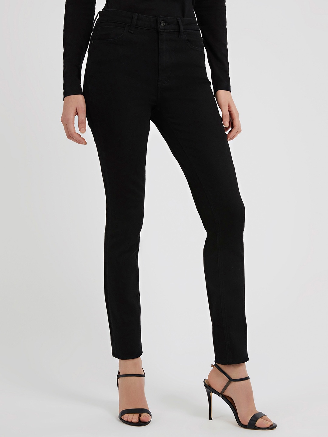 

GUESS Women Skinny Fit High-Rise Stretchable Jeans, Black