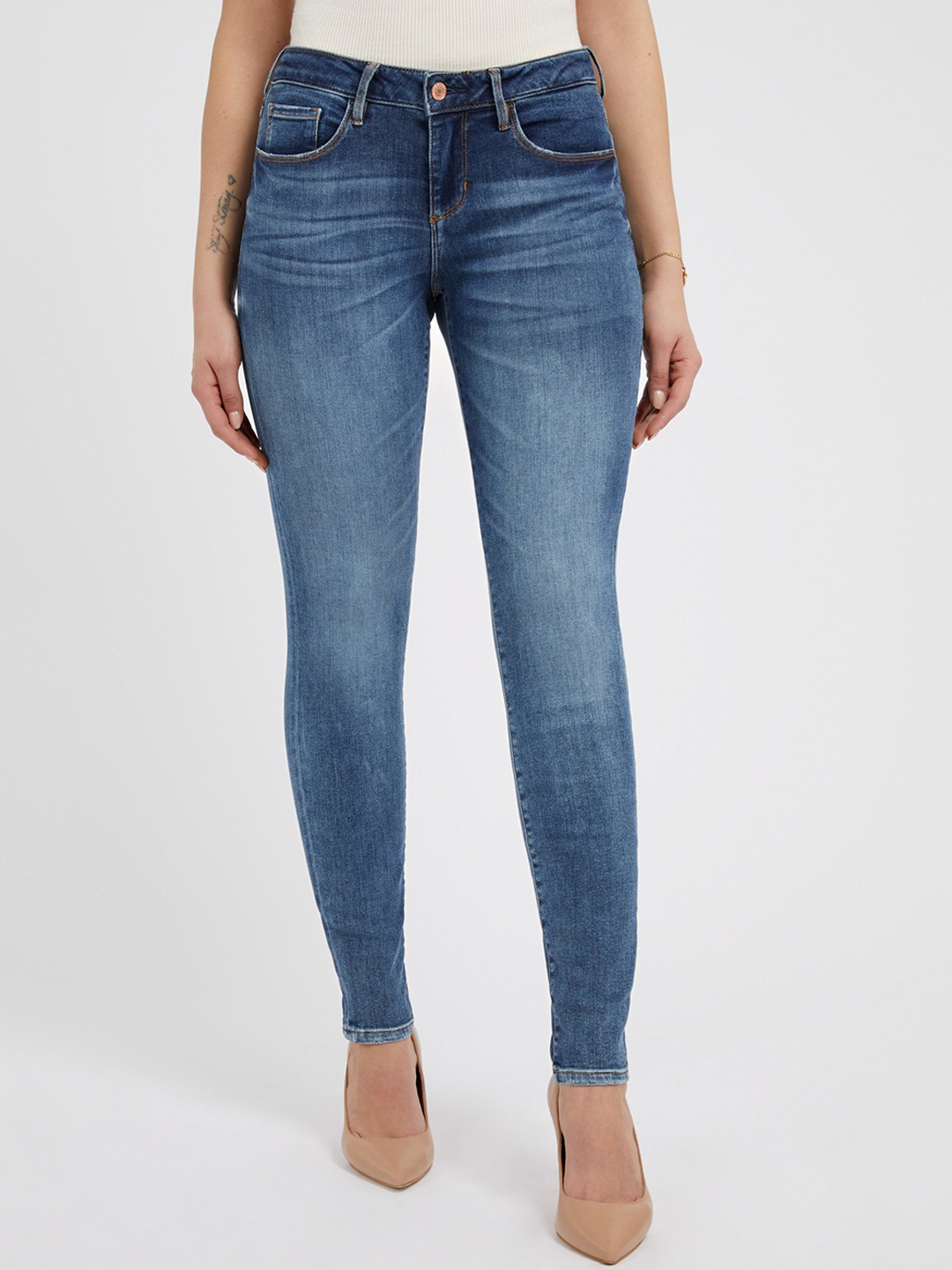 

GUESS Women Skinny Fit Comfort Jeans, Blue