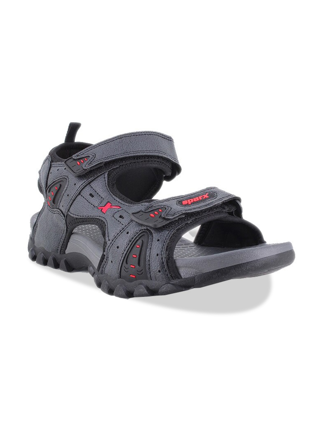 

Sparx Men Textured Sports Sandals With Velcro Closure, Black