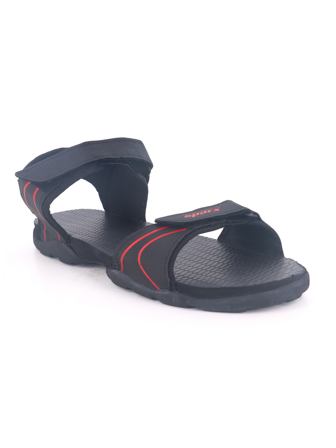 

Sparx Men Textured Sports Sandals With Velcro Closure, Black