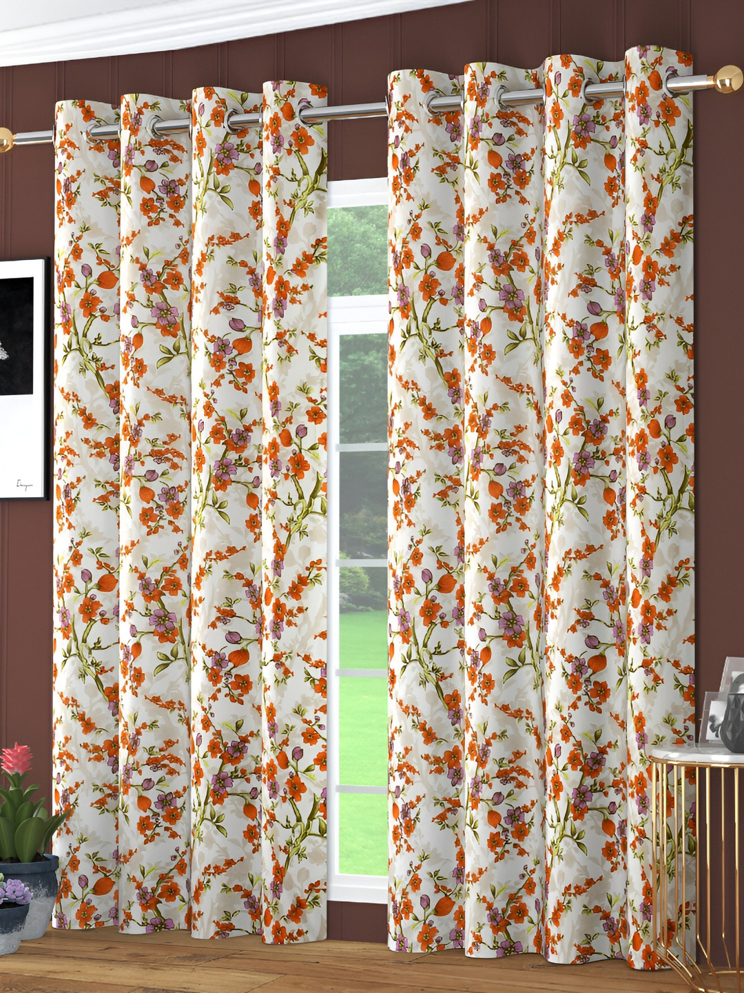 

Galaxy Home Decor Off White & Red 2 pieces Regular Door Curtain