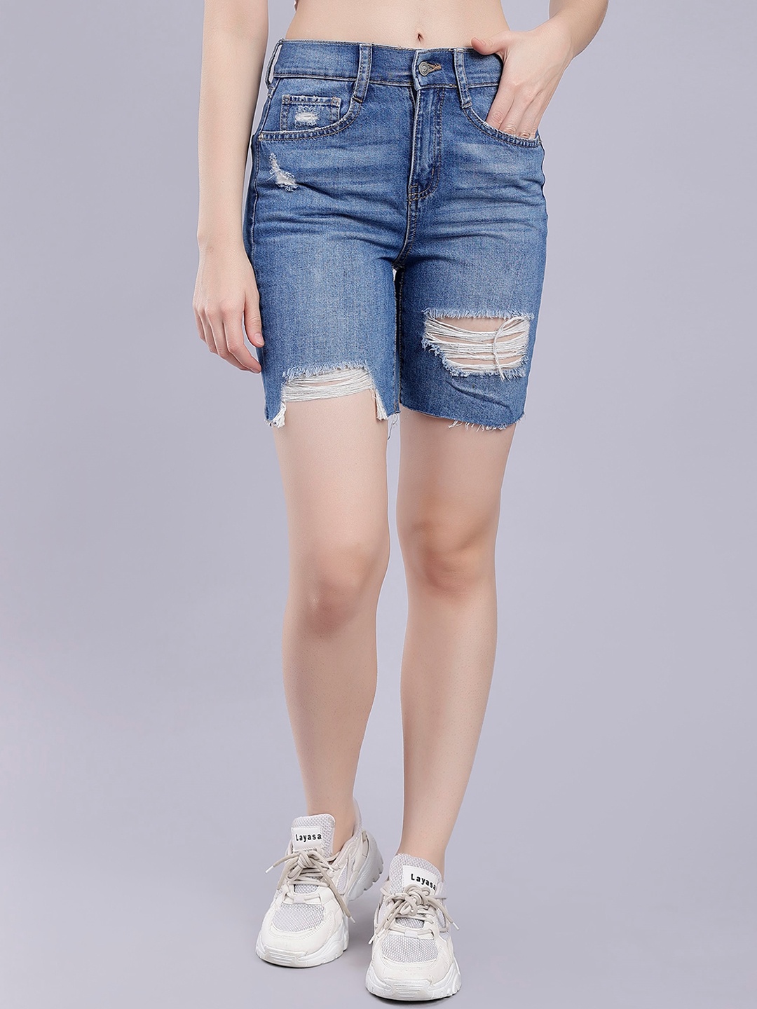 

Malachi Women Mid-Rise Denim Shorts, Blue