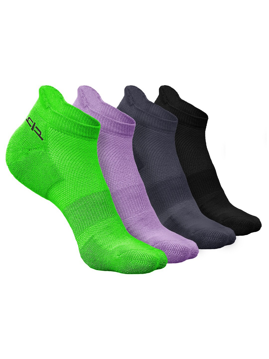 

Heelium Women Pack Of 4 Self-Design Odour-Free Breathable Ankle-Length Socks, Green