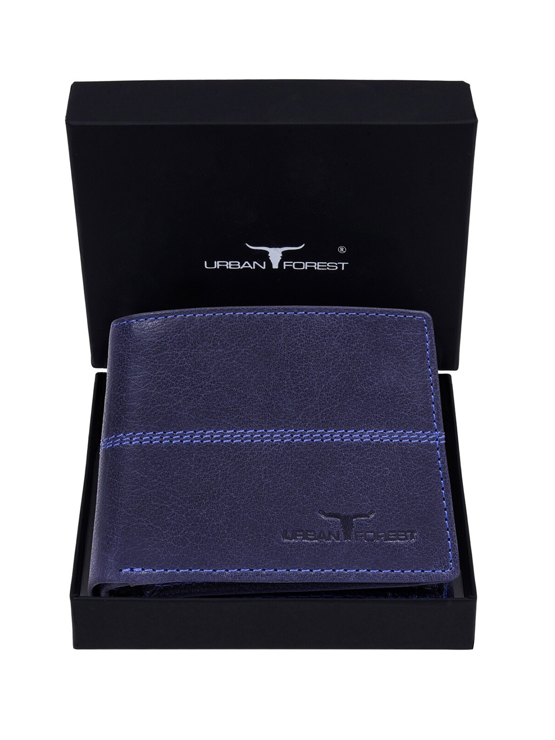 

URBAN FOREST Leather Two Fold Wallet, Navy blue