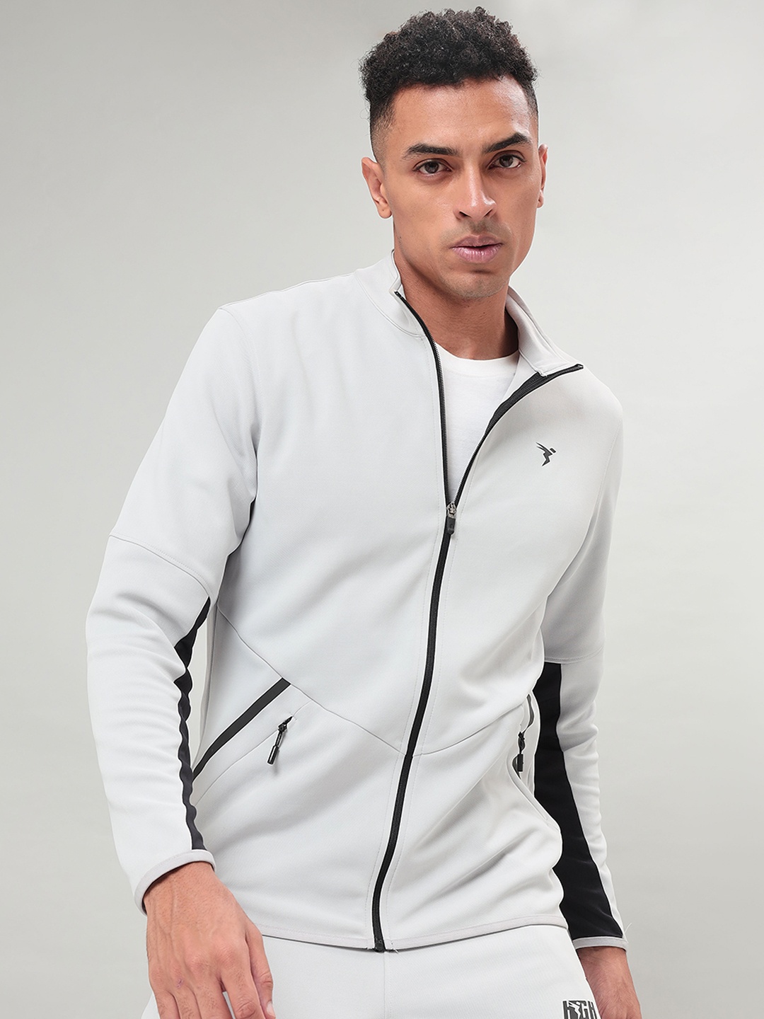 

Technosport Stand Collar Lightweight Antimicrobial Sporty Jacket, Grey
