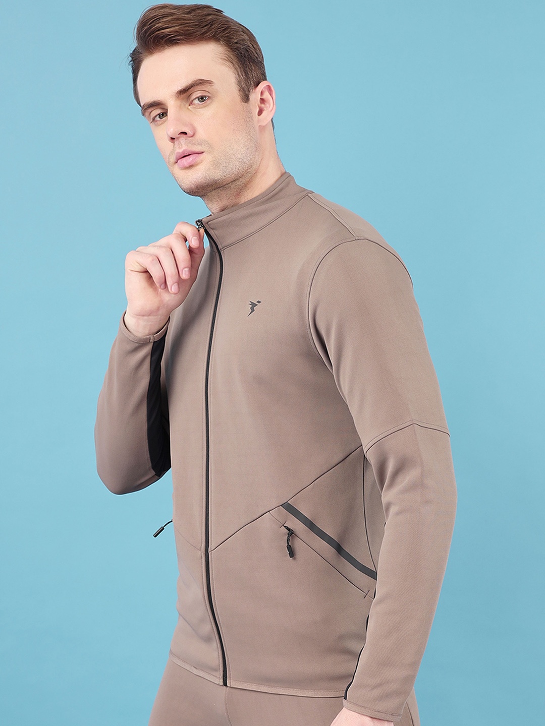 

Technosport Stand Collar Lightweight Antimicrobial Sporty Jacket, Grey