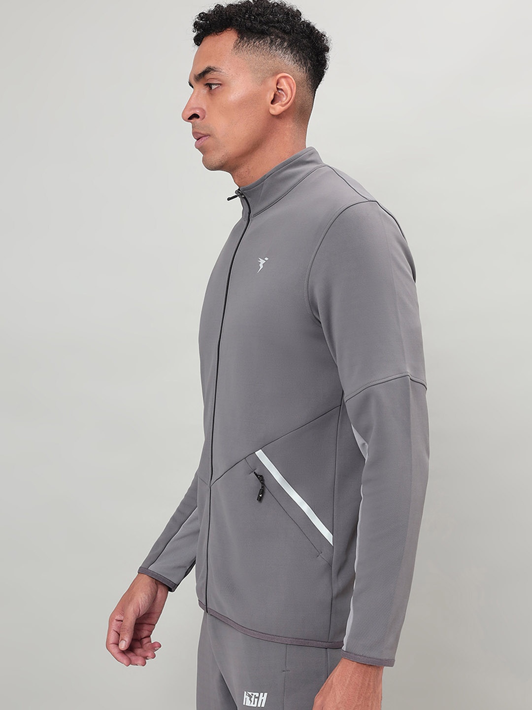 

Technosport Stand Collar Lightweight Antimicrobial Sporty Jacket, Grey