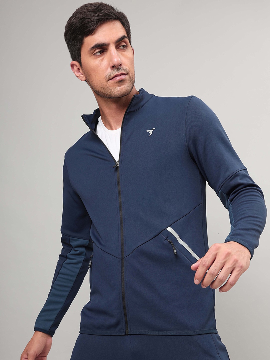

Technosport Stand Collar Lightweight Antimicrobial Sporty Jacket, Navy blue