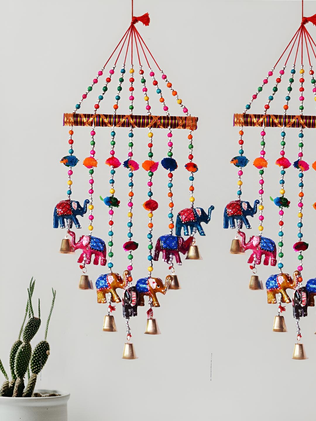 PALPAL Red & Blue 2 Pieces Elephant Design Windchimes