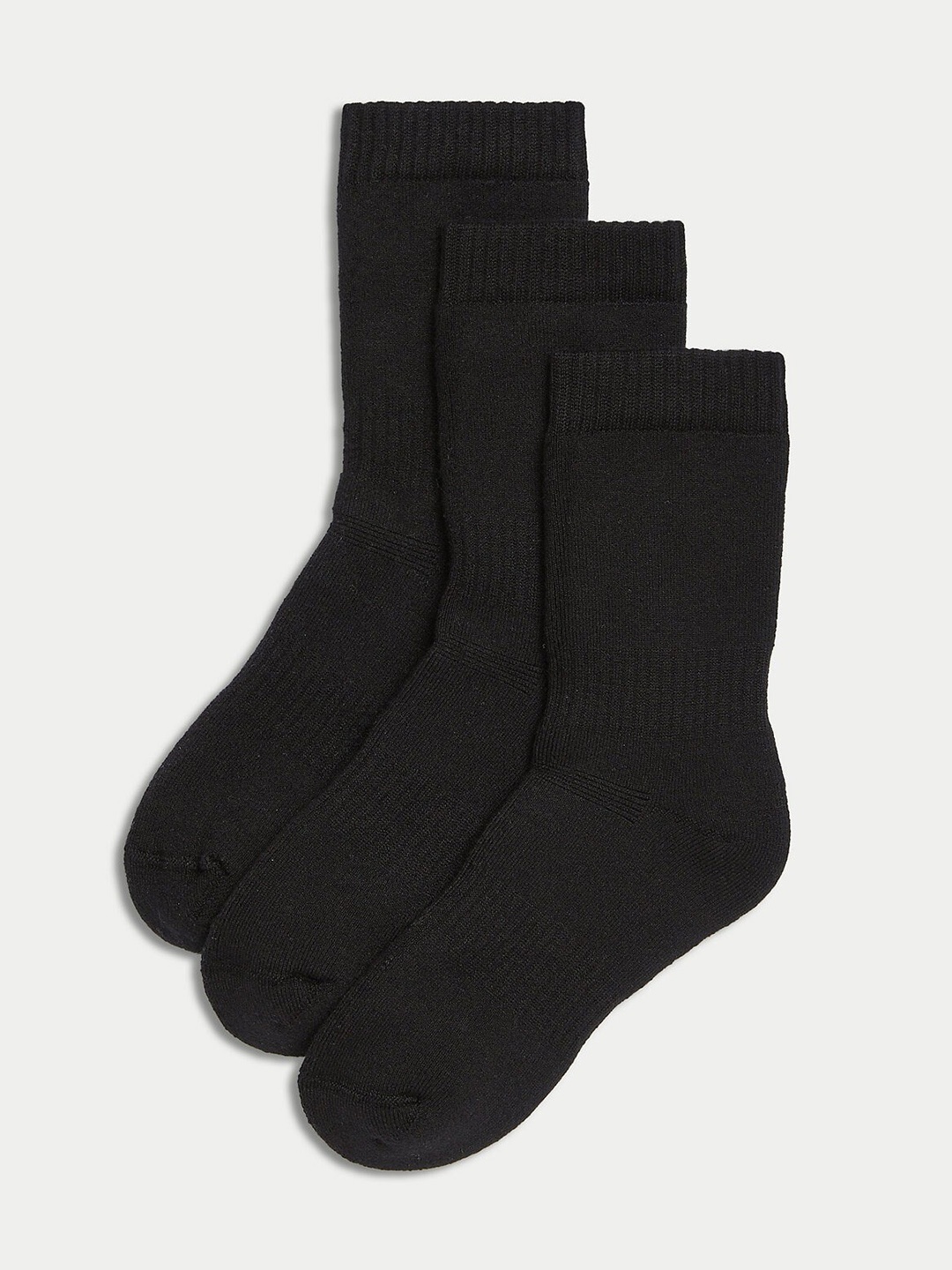 

Marks & Spencer Boys Pack Of 3 Self-Design Above Ankle-Length Socks, Black