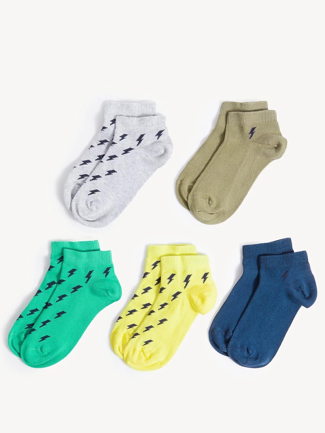 

Marks & Spencer Boys Pack Of 5 Patterned Ankle-Length Socks, Green