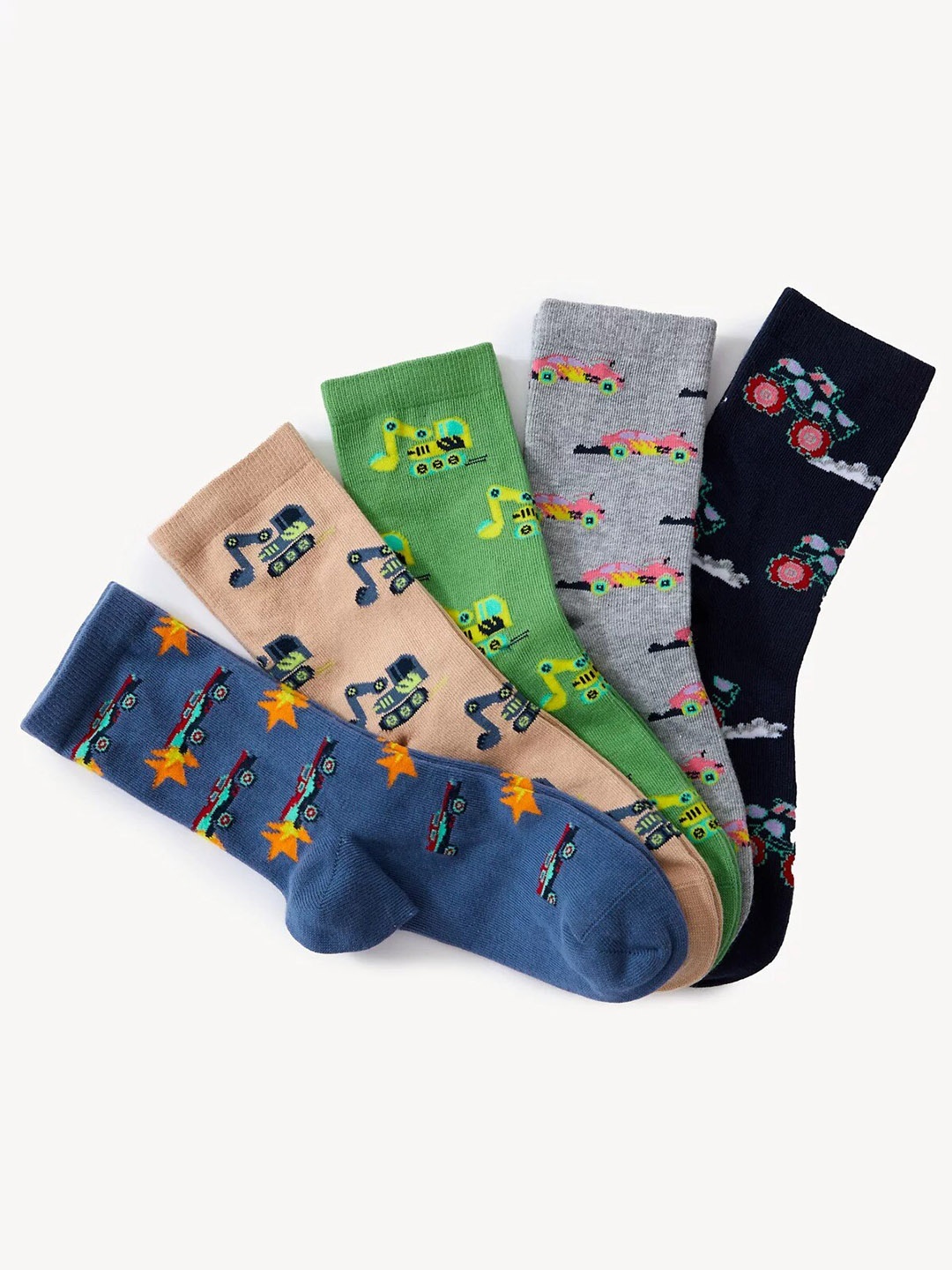 

Marks & Spencer Boys Set of 5 Patterned Ankle-Length Socks, Navy blue