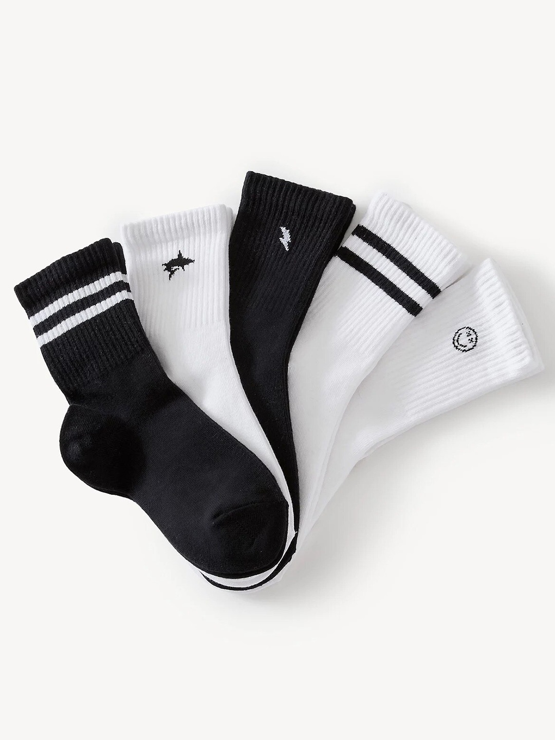

Marks & Spencer Boys Pack Of 5 Patterned Calf-Length Socks, Black