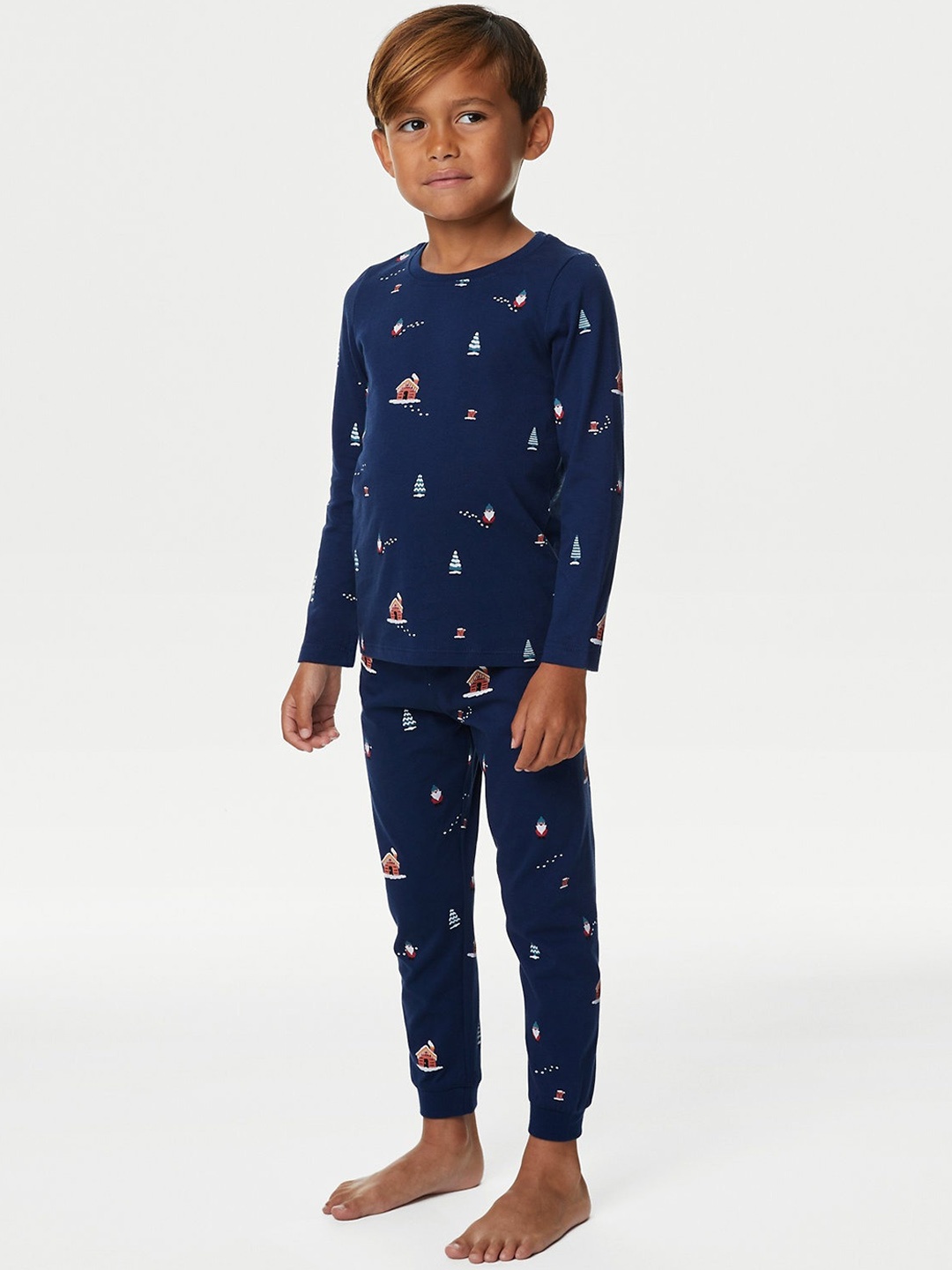 

Marks & Spencer Boys Printed Pure Cotton Night suit, Navy blue