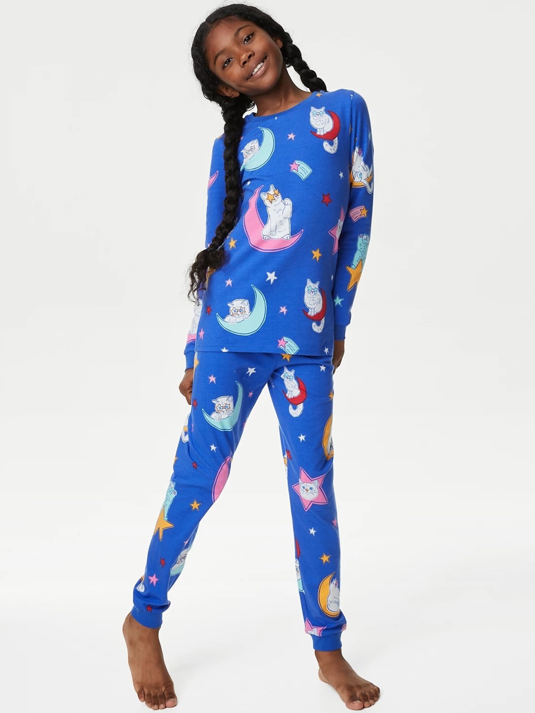 

Marks & Spencer Girls Printed Night suit, Blue