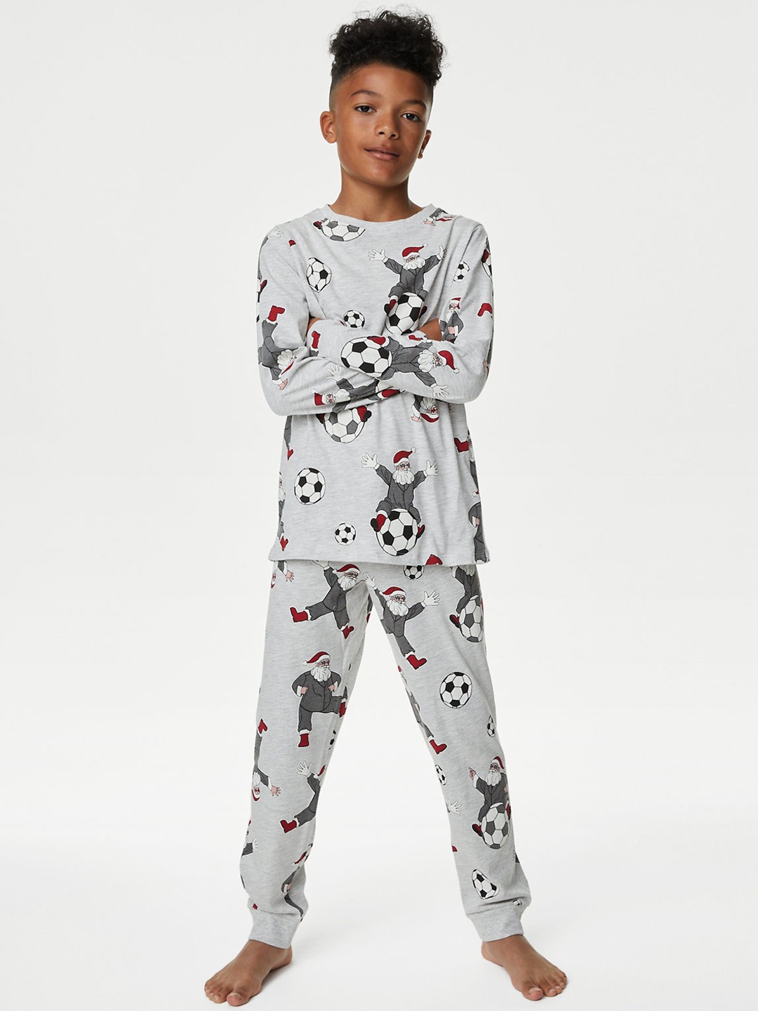 

Marks & Spencer Boys Conversational Printed T-shirt With Pyjamas, Grey