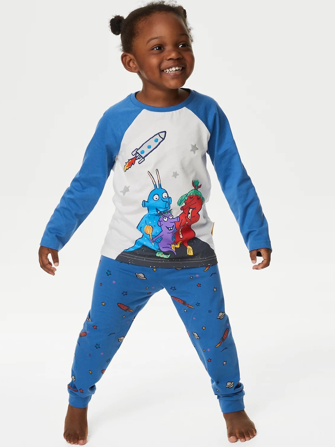 

Marks & Spencer Boys Graphic Printed Pure Cotton Night Suit, Blue
